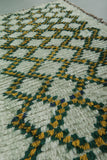Moroccan Berber Rug - 2.8 x 8.5 ft | Handwoven Ivory with Green & Yellow Accents
