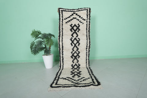 Vintage Handmade Berber Rug – Monochrome 2.2 x 6.6 FT | Moroccan Runner