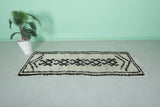 Vintage Handmade Berber Rug – Monochrome 2.2 x 6.6 FT | Moroccan Runner