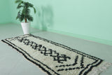 Vintage Handmade Berber Rug – Monochrome 2.2 x 6.6 FT | Moroccan Runner