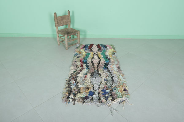 Colorful Moroccan berber rag rug - Handmade vibrant shag - 2.2 FT x 4.7 FT