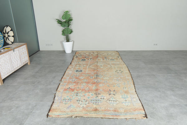 Beige geometric Moroccan rug - 5.4 ft x 12.3 ft - Handwoven wool rug