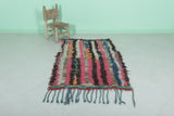 Colorful Moroccan Berber Rug - 3.3 x 4.9 ft | Handmade Striped Wool Carpet