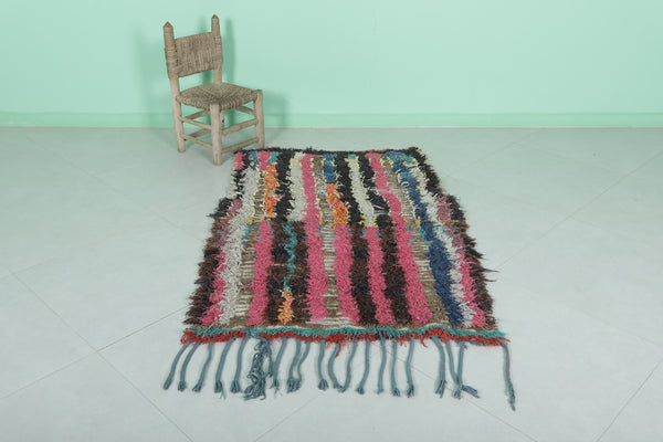 Colorful Moroccan berber rug - 3.3 x 4.9 ft | Handmade striped wool carpet