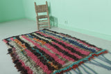 Colorful Moroccan Berber Rug - 3.3 x 4.9 ft | Handmade Striped Wool Carpet