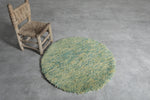 Handcrafted Round Moroccan Wool Rug - 3 Ft, Green Tones