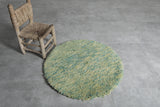 Handcrafted Round Moroccan Wool Rug - 3 Ft, Green Tones