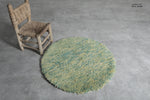 Handcrafted Round Moroccan Wool Rug - 3 Ft, Green Tones