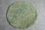 Handcrafted Round Moroccan Wool Rug - 3 Ft, Green Tones