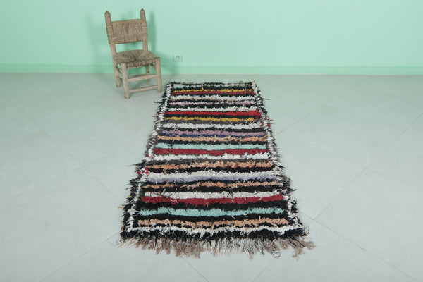 Colorful Moroccan berber rug - 2.6 x 5.7 ft handmade striped design