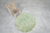 Handcrafted Round Moroccan Wool Rug - 3 Ft, Green Tones