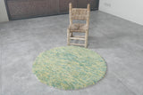 Handcrafted Round Moroccan Wool Rug - 3 Ft, Green Tones