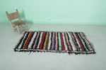 Colorful Moroccan Berber Rug - 2.6 x 5.7 ft Handmade Striped Design