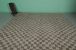 Large Moroccan Checkerboard Rug – 11.2 x 15.1 FT, Beige and Brown Handwoven