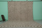 Large Moroccan Checkerboard Rug – 11.2 x 15.1 FT, Beige and Brown Handwoven