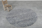 5 ft Round Moroccan Wool Rug – Soft Gray Tone