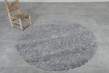 5 ft Round Moroccan Wool Rug – Soft Gray Tone