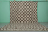 Large Moroccan Checkerboard Rug – 11.2 x 15.1 FT, Beige and Brown Handwoven