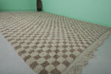 Large Moroccan Checkerboard Rug – 11.2 x 15.1 FT, Beige and Brown Handwoven