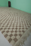 Large Moroccan Checkerboard Rug – 11.2 x 15.1 FT, Beige and Brown Handwoven