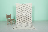 Moroccan Berber Rug - Handwoven Ivory Shag with Chevron Stripes