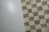 Large Moroccan Checkerboard Rug – 11.2 x 15.1 FT, Beige and Brown Handwoven