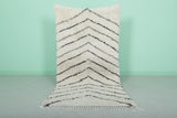 Moroccan Berber Rug - Handwoven Ivory Shag with Chevron Stripes