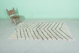 Moroccan Berber Rug - Handwoven Ivory Shag with Chevron Stripes