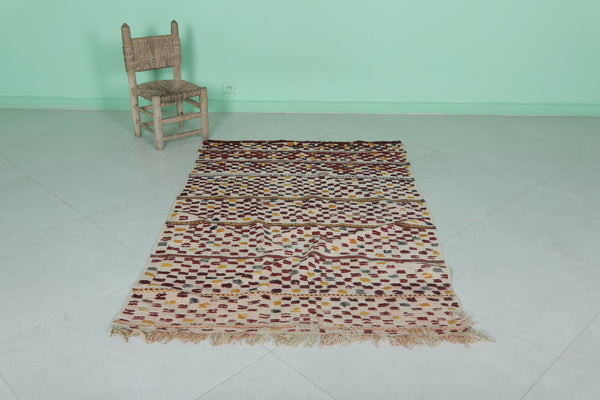 Hand-knotted berber Moroccan rug - 3.7 FT X 5.7 FT | Vibrant artisan craft