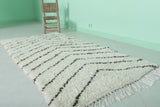 Moroccan Berber Rug - Handwoven Ivory Shag with Chevron Stripes