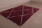 4.9 X 6.9 FT Moroccan Wool Rug - Rich Burgundy with Diamond Pattern