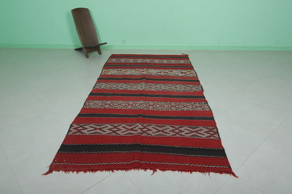 Authentic Moroccan runner rug – 4.6 FT x 9.2 FT | Rich red & berber patterns