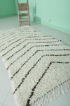 Moroccan Berber Rug - Handwoven Ivory Shag with Chevron Stripes