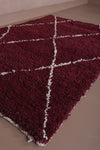 4.9 X 6.9 FT Moroccan Wool Rug - Rich Burgundy with Diamond Pattern