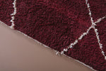 4.9 X 6.9 FT Moroccan Wool Rug - Rich Burgundy with Diamond Pattern