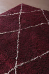 4.9 X 6.9 FT Moroccan Wool Rug - Rich Burgundy with Diamond Pattern