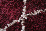 4.9 X 6.9 FT Moroccan Wool Rug - Rich Burgundy with Diamond Pattern