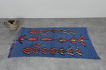 Vintage Berber Rug | 3 FT X 4.2 FT  Tribal Motifs