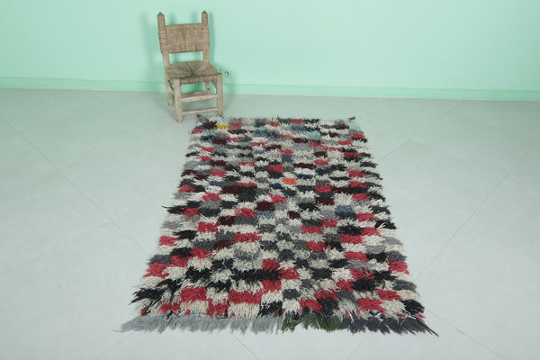 3.4 x 5.3 ft Moroccan berber rug | Multicolor patchwork handwoven carpet