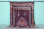 Vintage Moroccan Rug 6.3 x 9.6 Ft Handwoven Geometric Pattern | Bohemian Home Decor