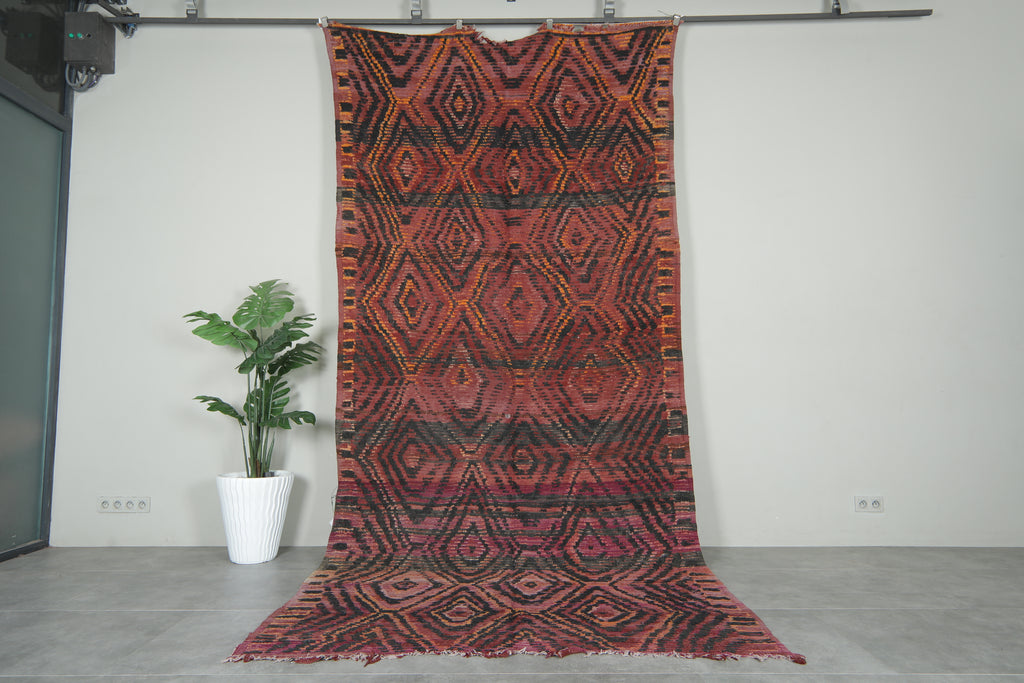Vintage Handwoven moroccan rug 6.1 ft x 12.9 ft