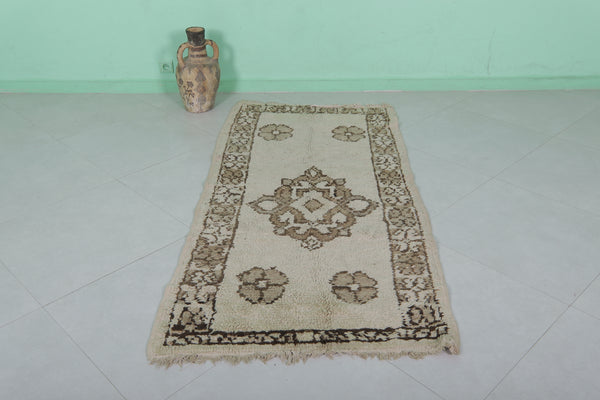 Handwoven Moroccan rug 3 x 6.3 FT | Wool floral & geometric patterns