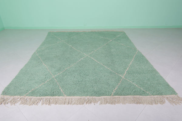 Handwoven Wool Rug in Soft Mint Green – Classic Diamond Pattern - Custom Rug
