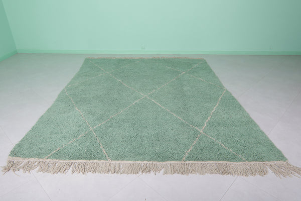 Green handwoven rug - Beni ourain wool rug - Moroccan custom rug