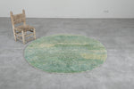 5 ft Round Moroccan Wool Rug – Green Tones