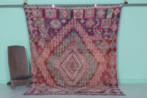 Vintage Moroccan Rug 5.8 x 8.1 Ft Handwoven Bohemian Design | Artisan Decor