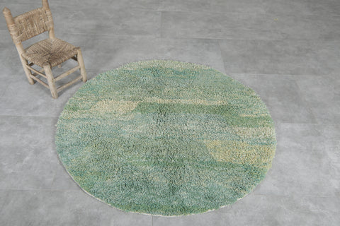 Handmade Green Moroccan Round Rug - Custom Size Elegance