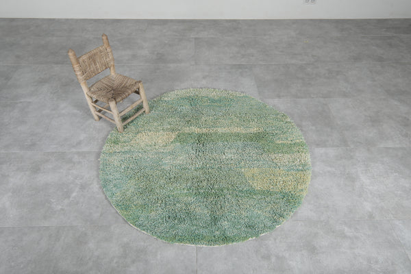 Handmade green Moroccan round rug - Custom size elegance
