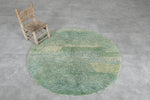 5 ft Round Moroccan Wool Rug – Green Tones