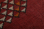 Compact Moroccan Tribal Rug – 3.4 x 6.1 FT, Red with Geometric Symbols